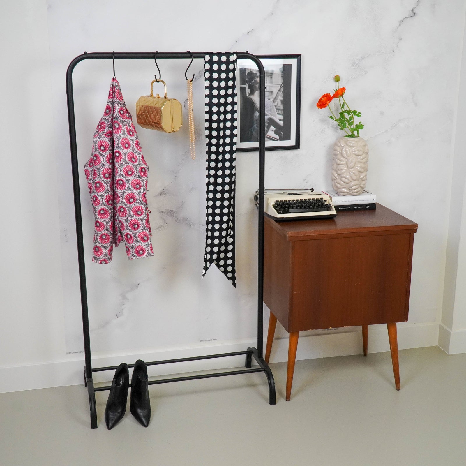 Clothrack, Metal, Black, 80x40x150cm — 3