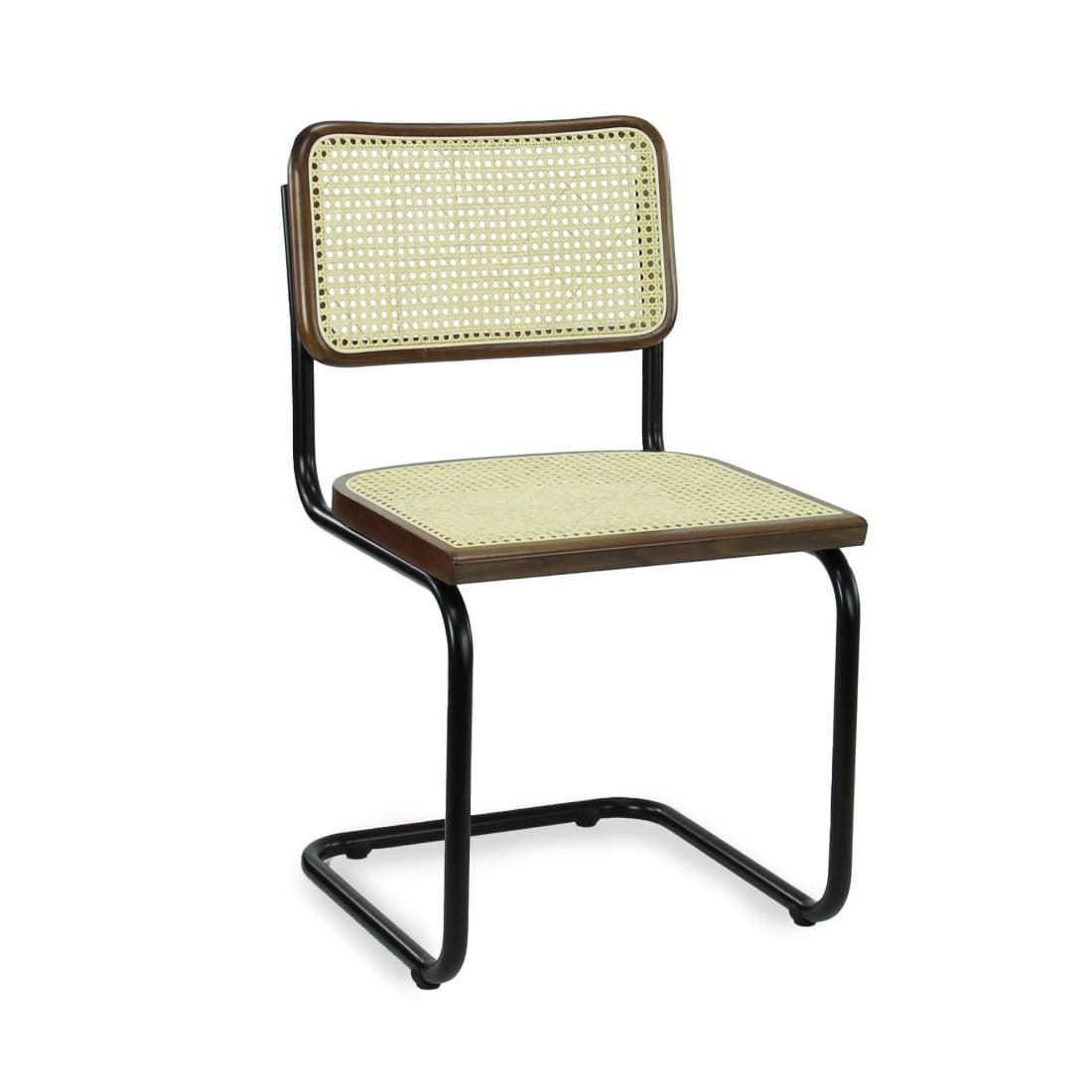 Workliving Bas Dining Chair, Rattan Design Walnut / Black