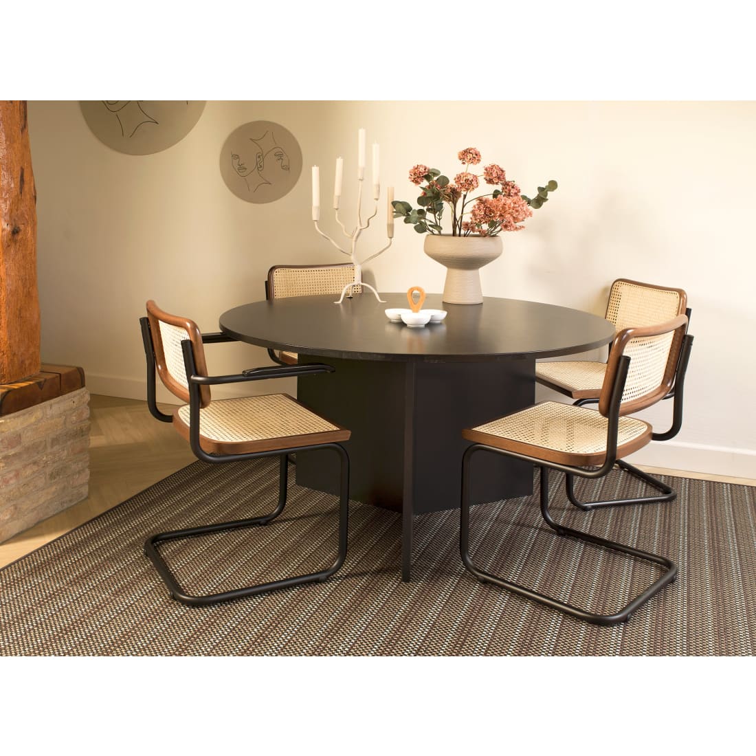Workliving Bas Dining Chair, Rattan Design Walnut / Black — 4