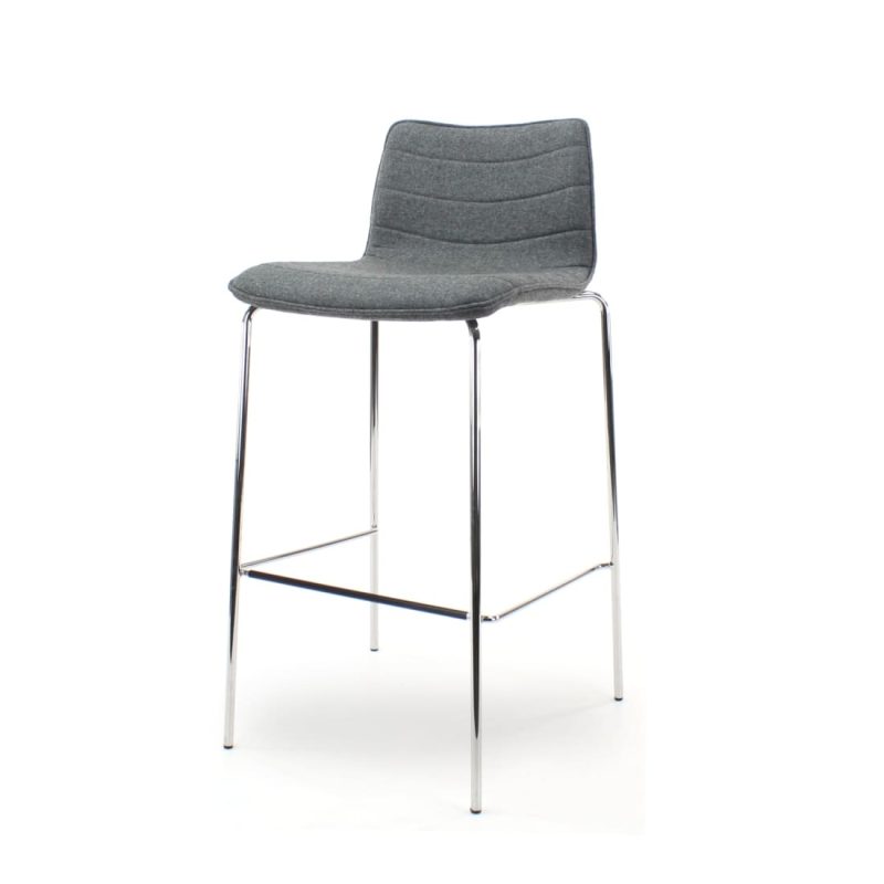 Workliving Verona Bar Stool, Mid Grey Wool Felt, Chrome Base