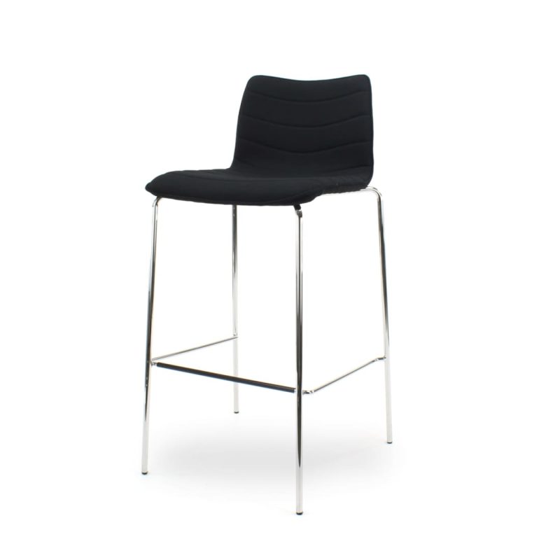Workliving Verona Bar Stool, Black Mirage, Chrome Base