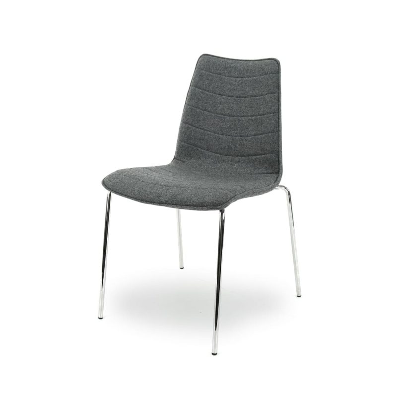 Workliving Verona Dining / Conference Chair, Mid Grey Wool Felt, Chrome Base