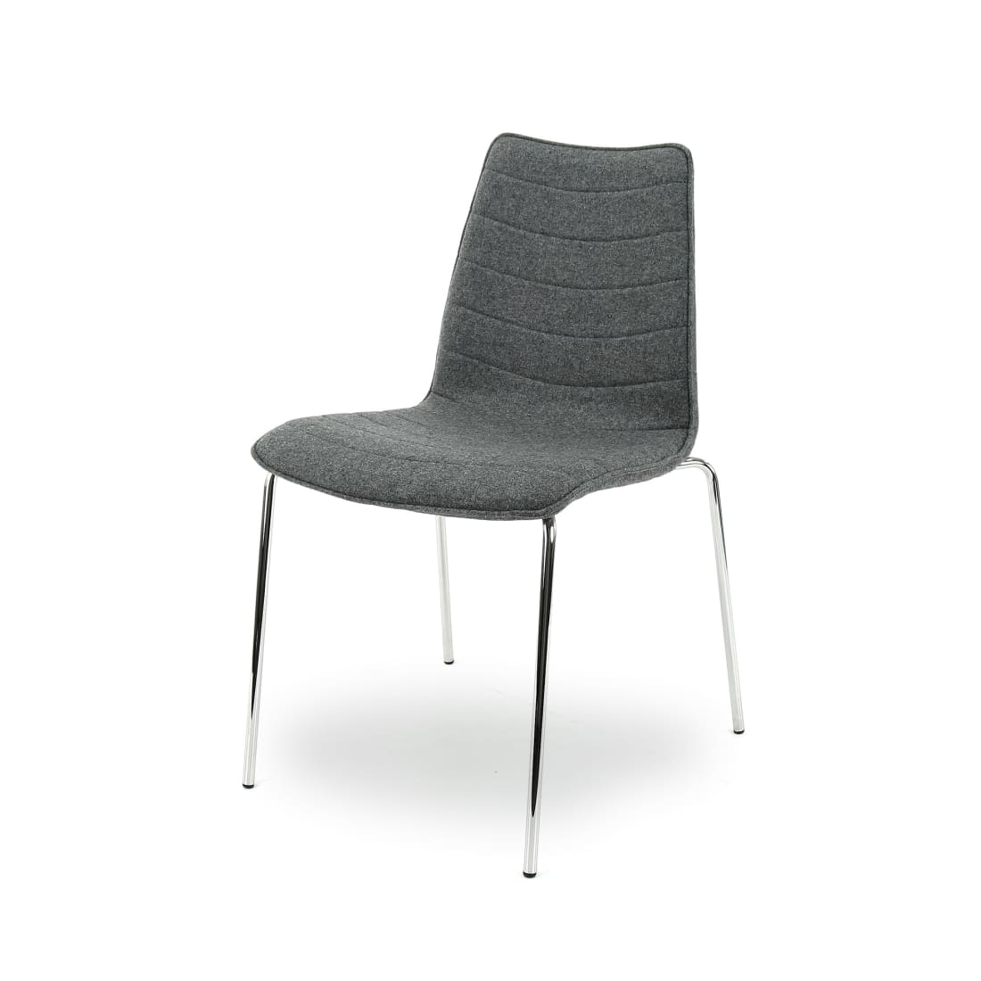 Workliving Verona Dining / Conference Chair, Mid Grey Wool Felt, Chrome Base