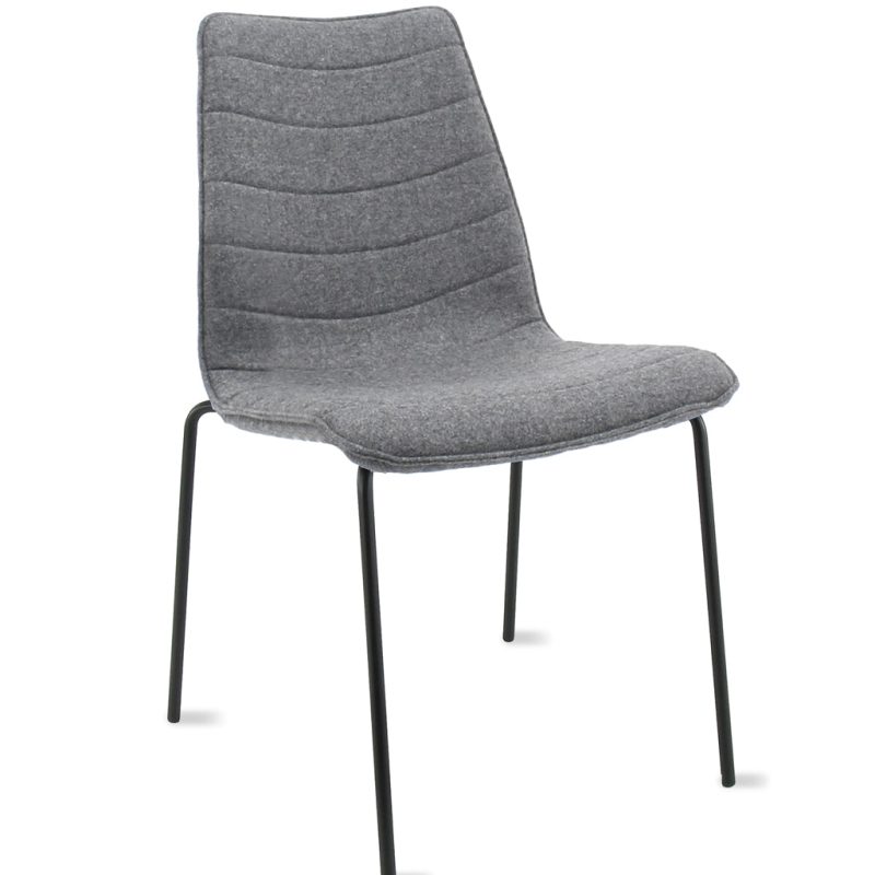 Workliving Verona Dining / Conference Chair, Wool Felt Fenice 602 Mid Grey, Black Frame