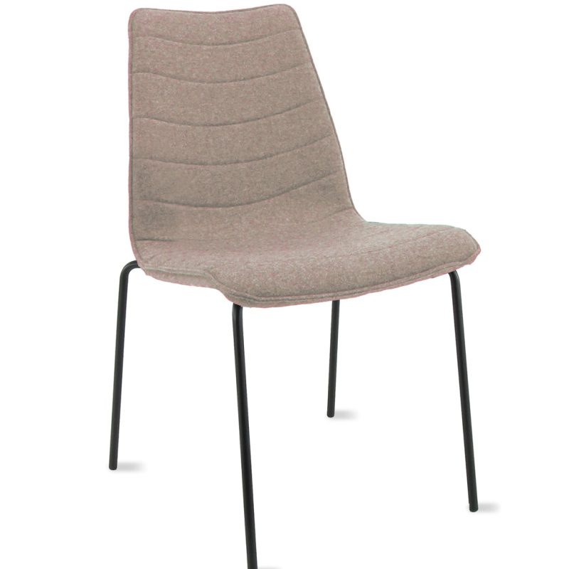 Workliving Verona Dining / Conference Chair, Wool Felt Fenice 511 Light Brown, Black Frame
