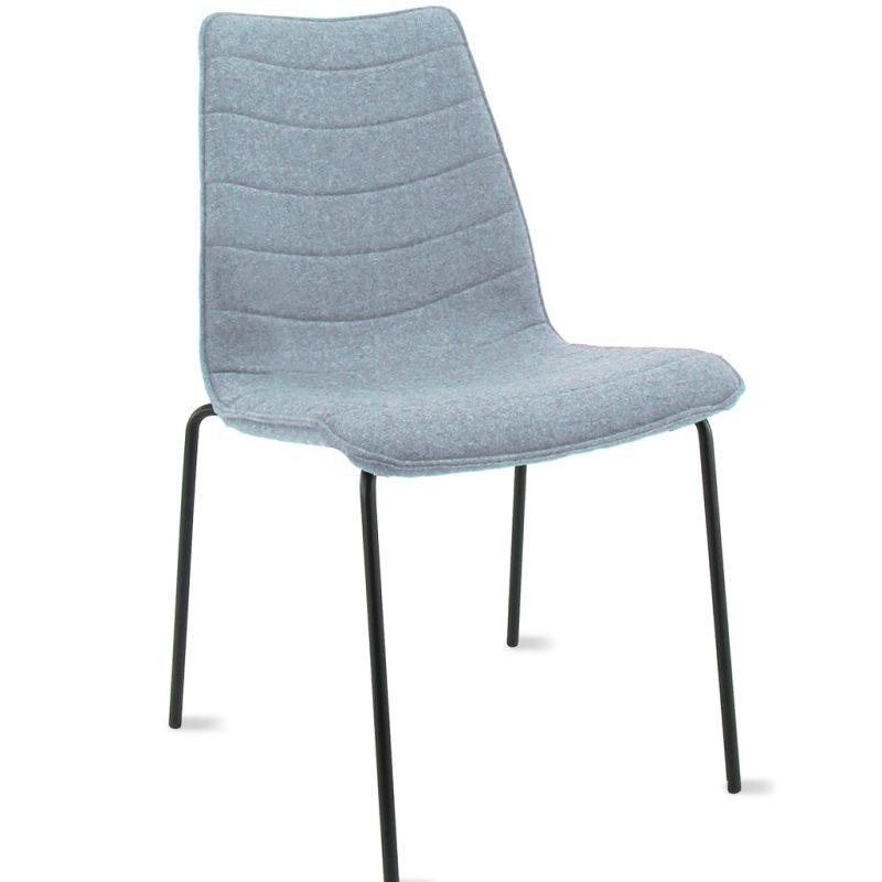 Workliving Verona Dining / Conference Chair, Wool Felt Fenice 351 Soft Blue, Black Frame
