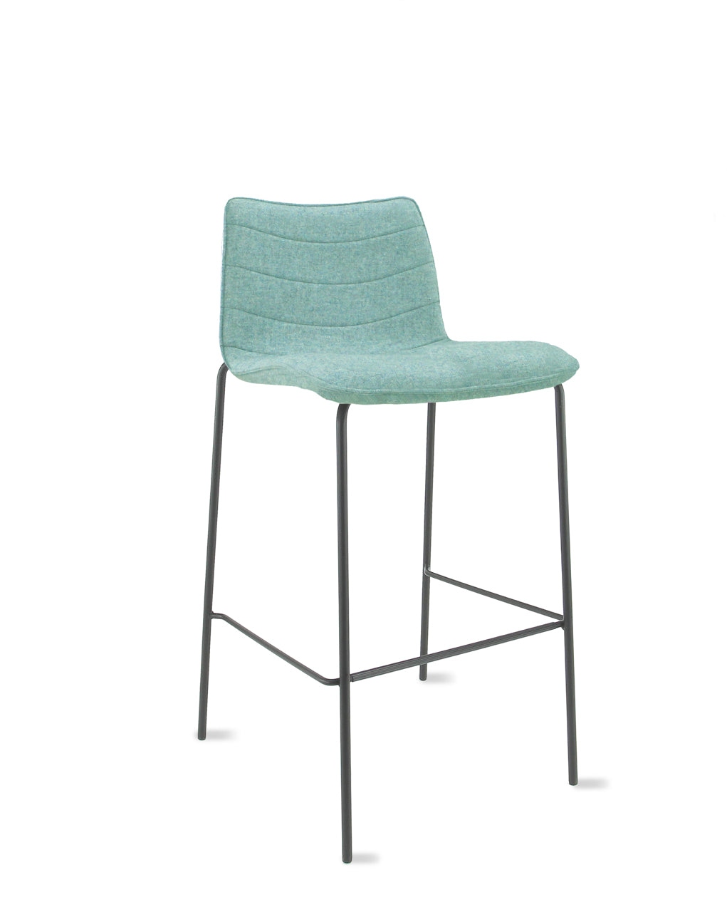 Workliving Verona Bar Stool 75 cm, Wool Felt Fenice 455 Soft Green, Black Frame