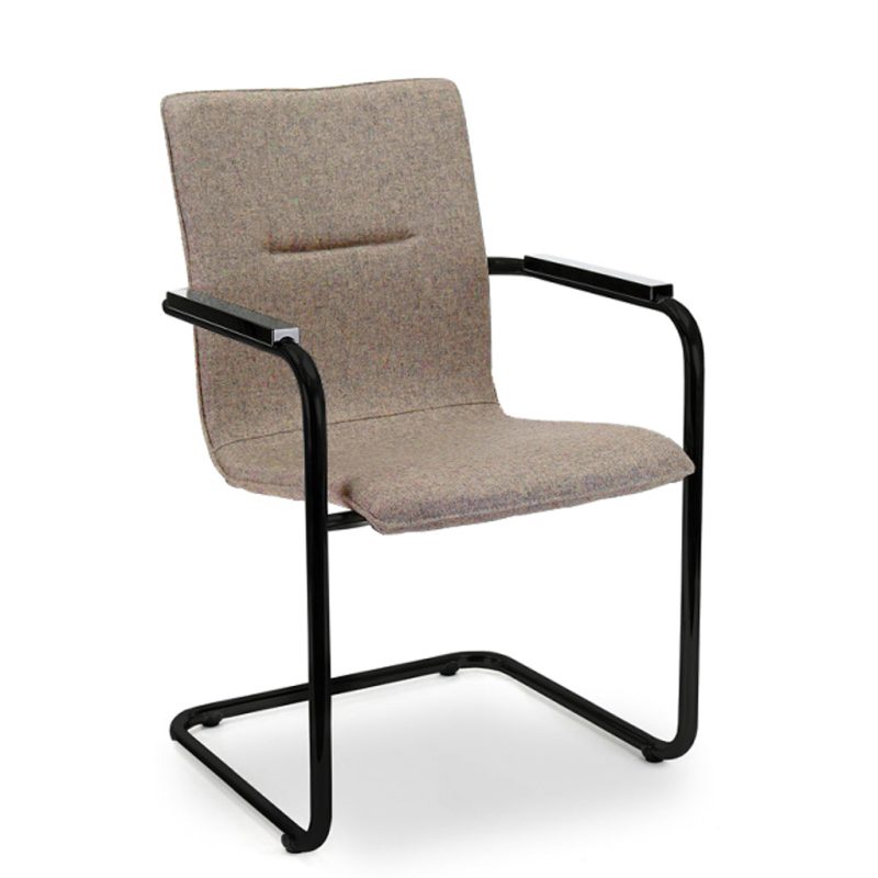Workliving X6 Conference Chair, Sled Frame, Wool Felt Fenice 511 Light Brown, Black Frame