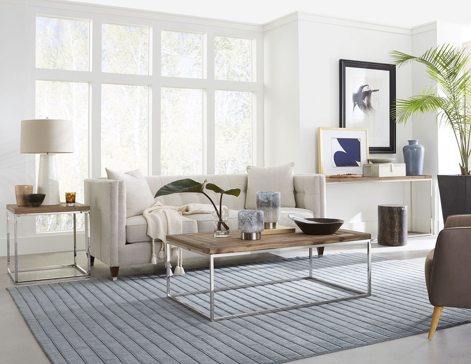 Ace Reclaimed Fir and Polished Stainless Steel End Table — 5