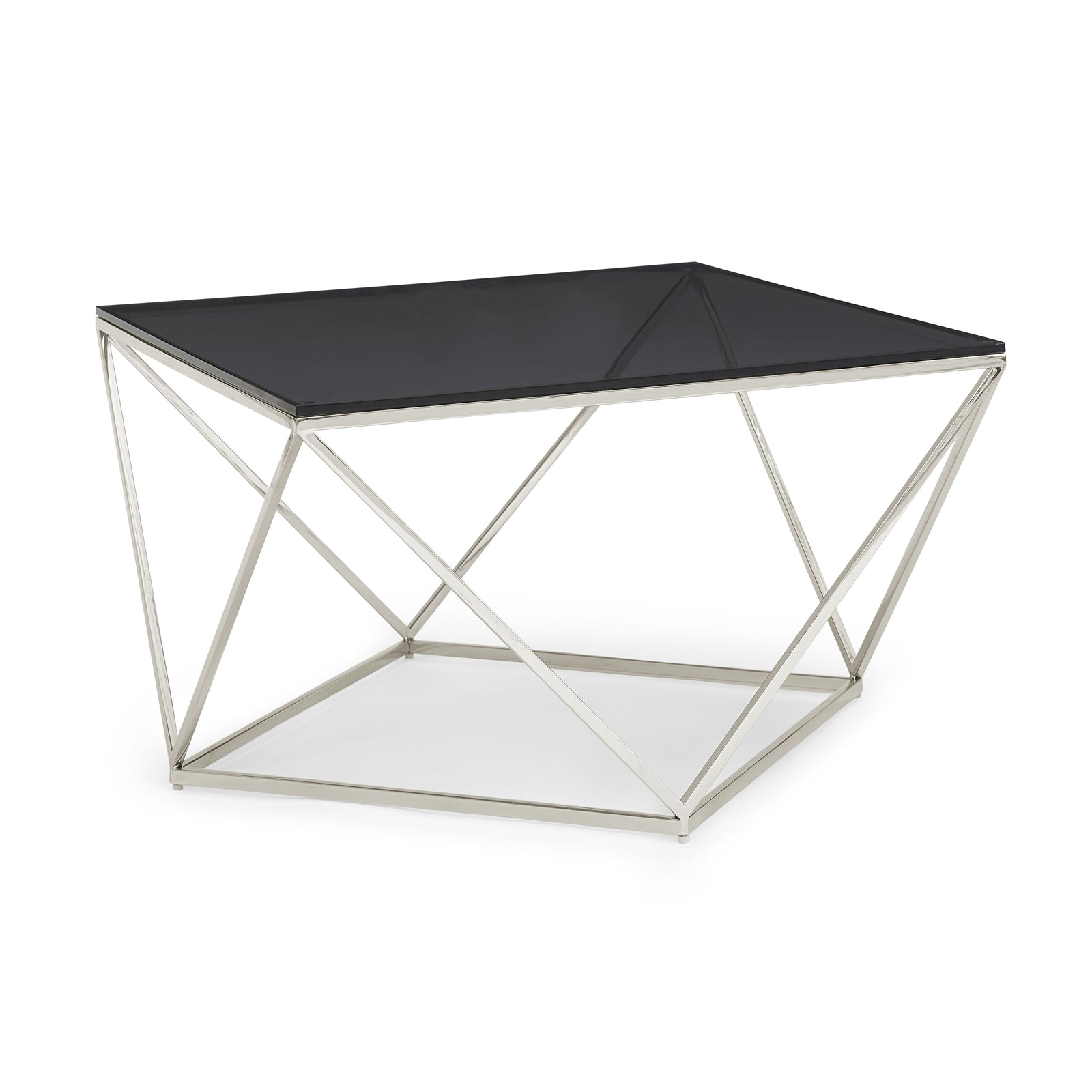 Aria Smoked Glass and Polished Stainless Steel Coffee Table — 2