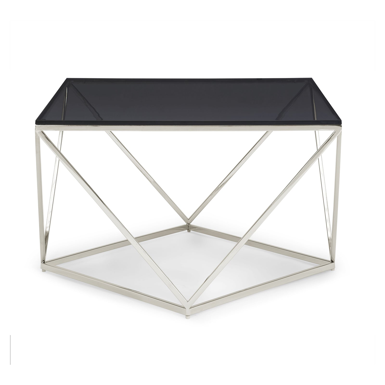 Aria Smoked Glass and Polished Stainless Steel Coffee Table — 3