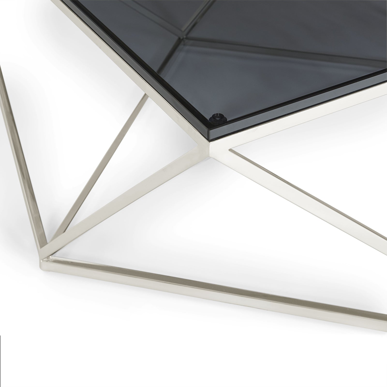 Aria Smoked Glass and Polished Stainless Steel Coffee Table — 4