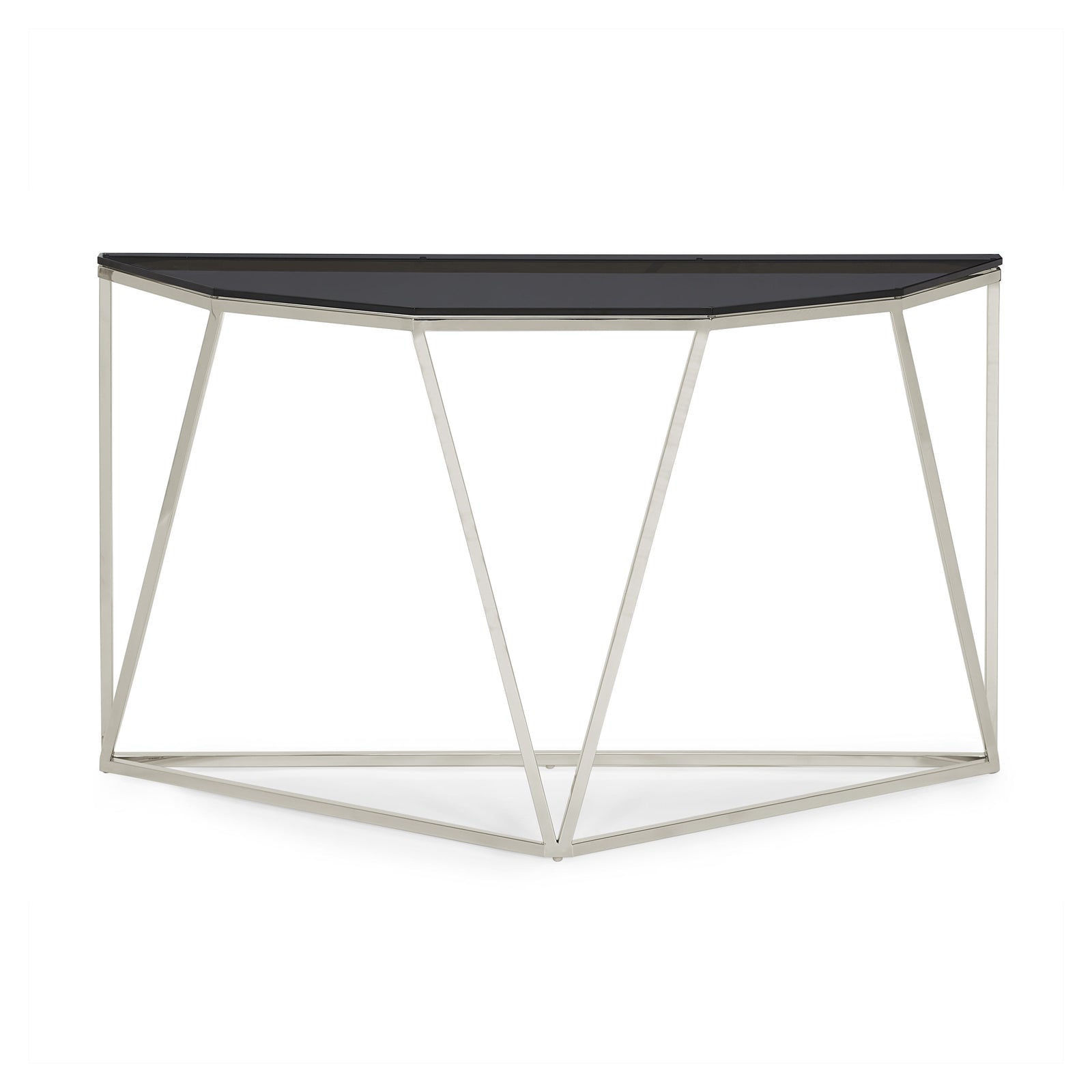 Aria Smoked Glass and Polished Stainless Steel Console Table — 2