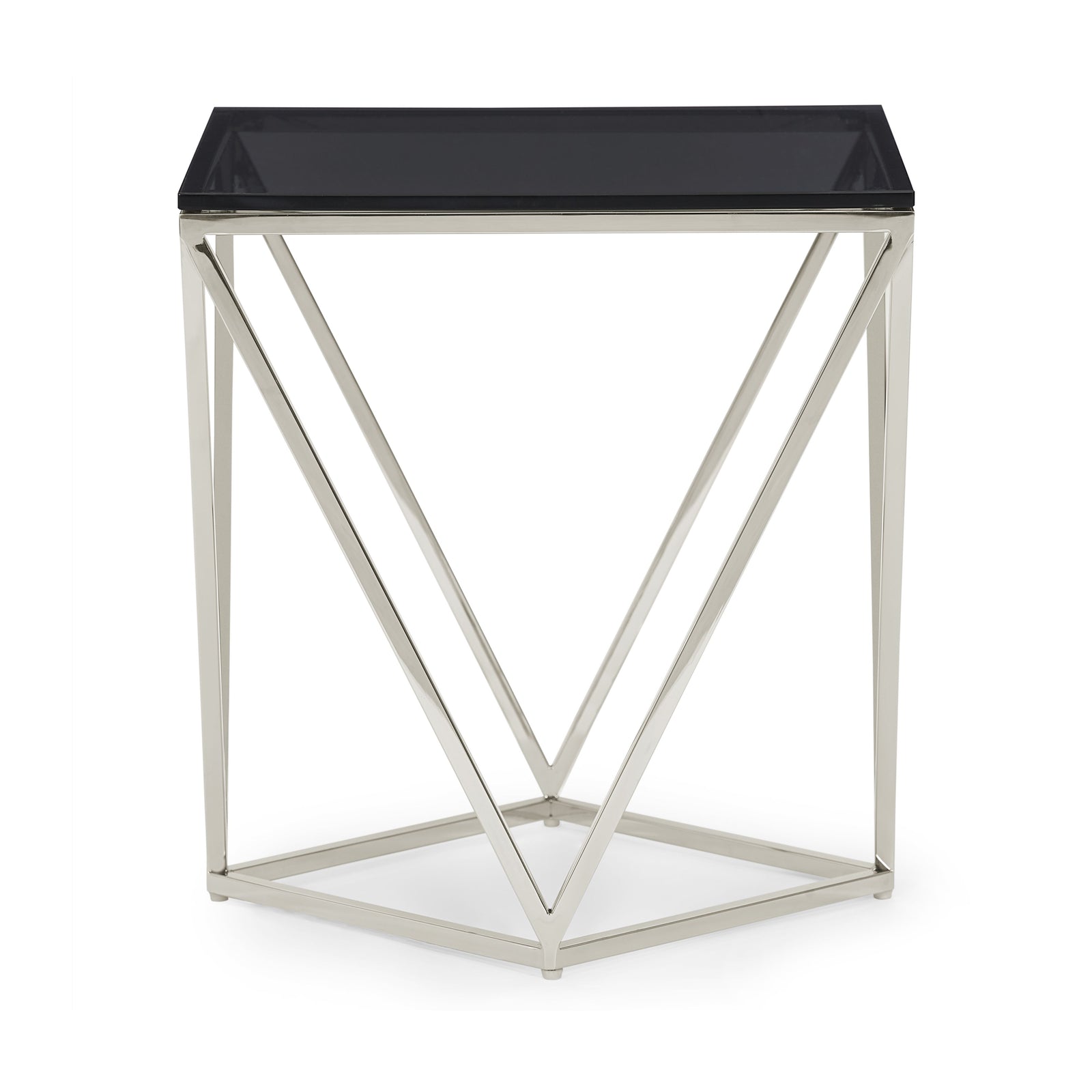 Aria Smoked Glass and Polished Stainless Steel End Table — 2