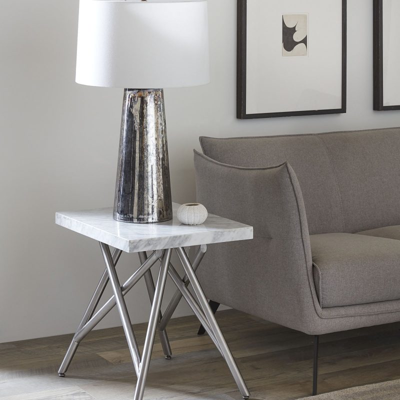 Coral End Table in Marble