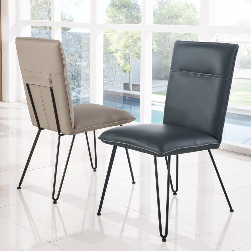 Demi Hairpin Leg Modern Dining Chair in Cobalt, Set of 2