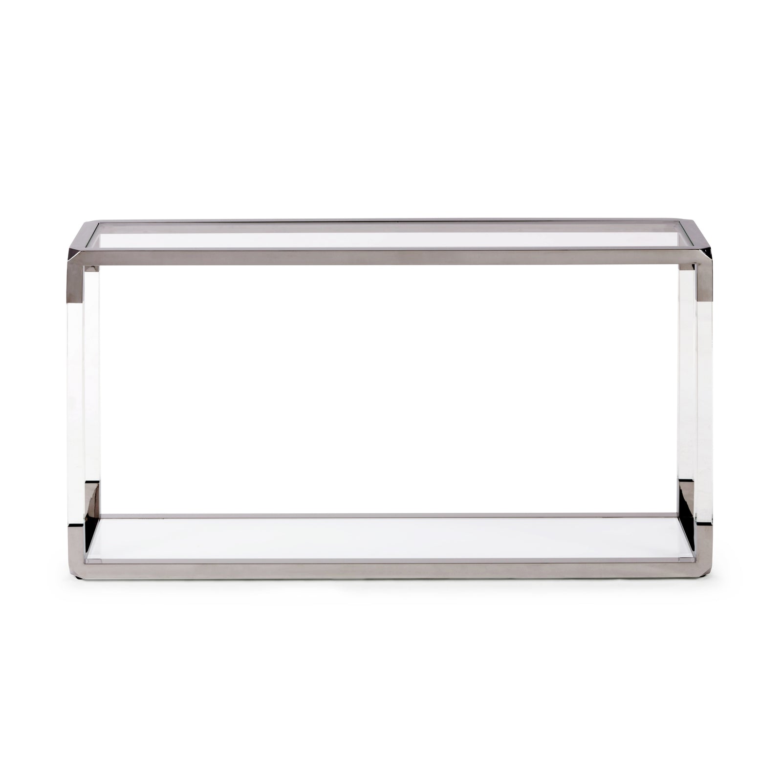 Jasper Console Table in Acrylic, White Glass and Polished Stainless Steel — 2