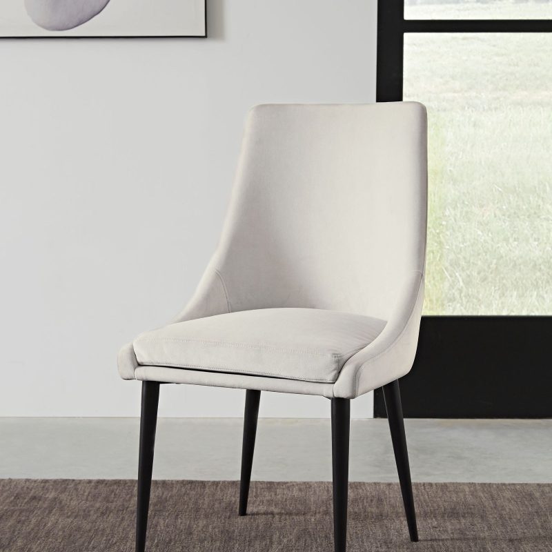 Winston Upholstered Metal Leg Dining Chair in Ash Grey and Black