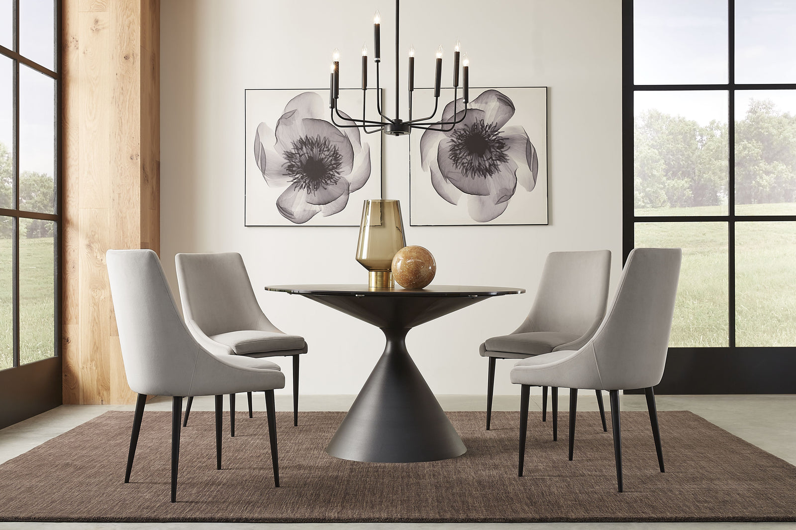 Winston Upholstered Metal Leg Dining Chair in Ash Grey and Black — 6