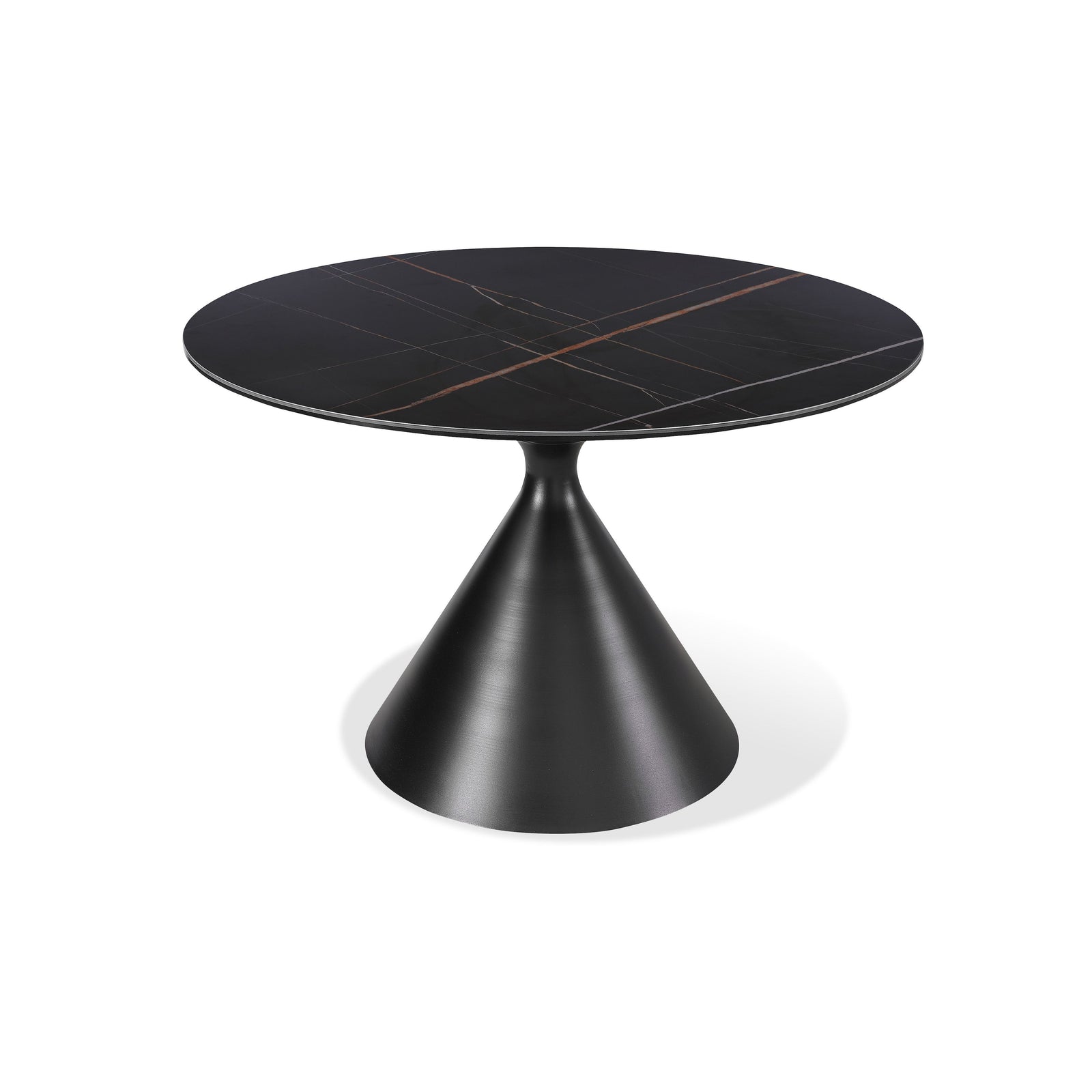 Winston Stone Top Metal Base Round Dining Table in Black — 4