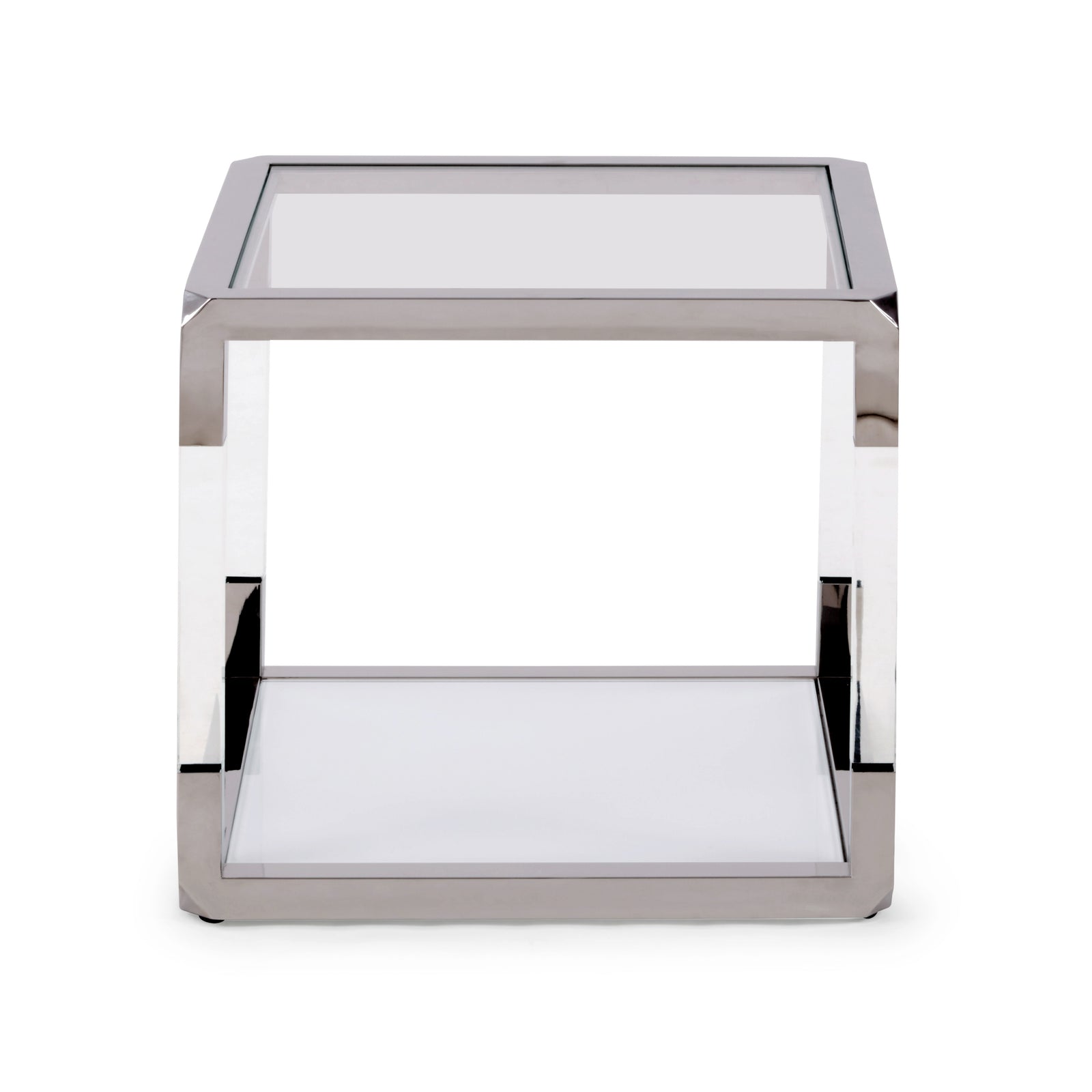 Jasper End Table in Acrylic, White Glass and Polished Stainless Steel — 2