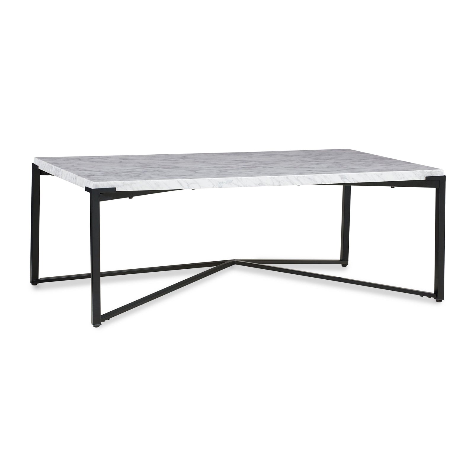 Saxon Coffee Table in Carrara Marble and Matte Black — 3