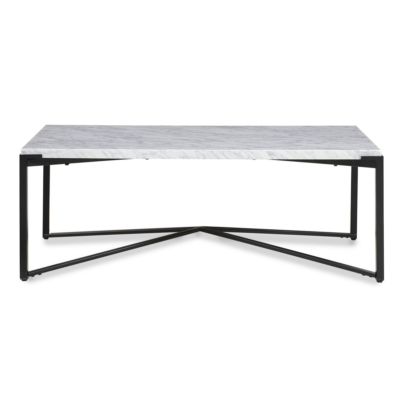 Saxon Coffee Table in Carrara Marble and Matte Black — 4