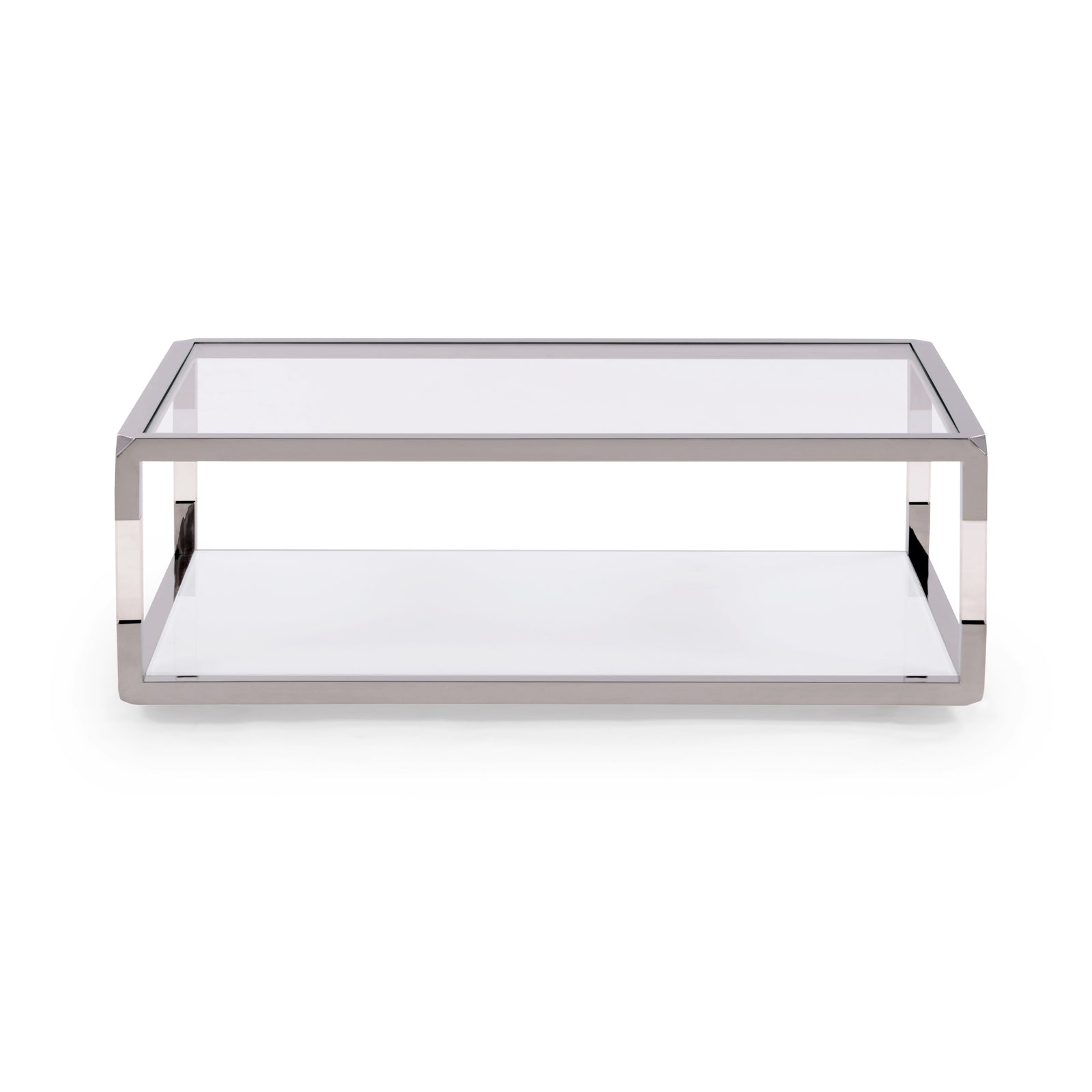 Jasper Rectangle Coffee Table in Acrylic, White Glass and Polished Stainless Steel — 3