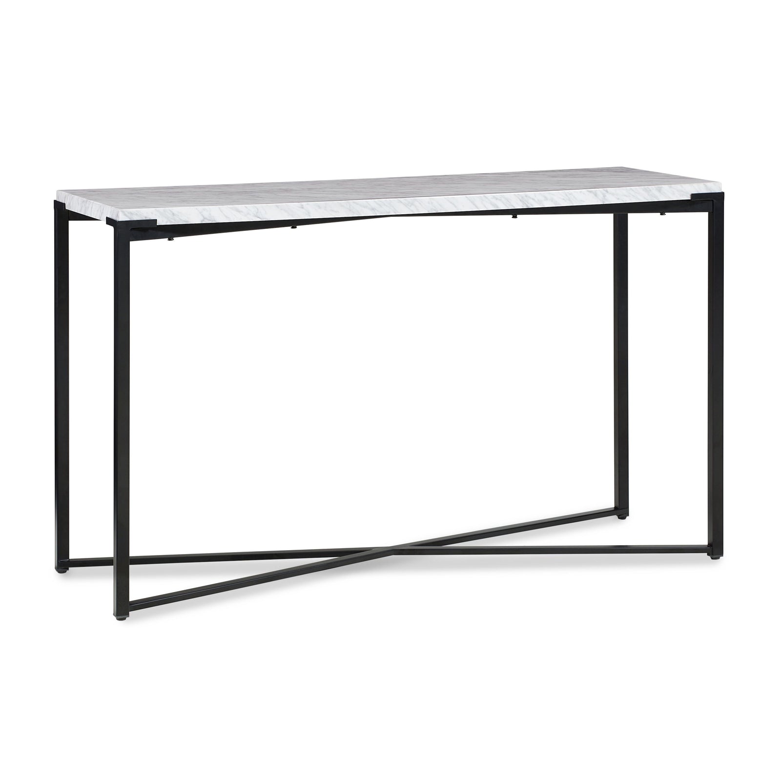 Saxon Console Table in Carrara Marble and Matte Black — 3