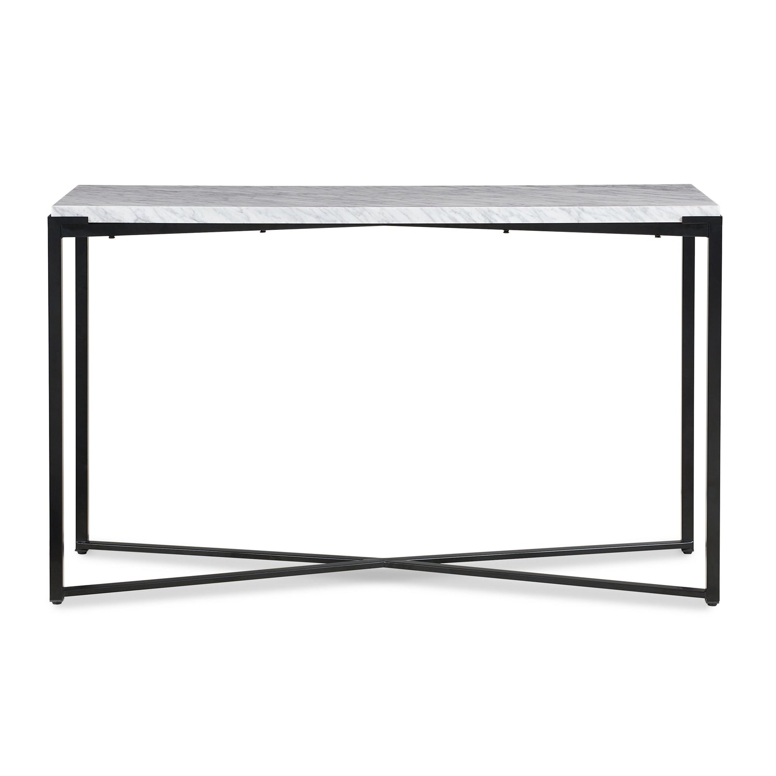 Saxon Console Table in Carrara Marble and Matte Black — 4