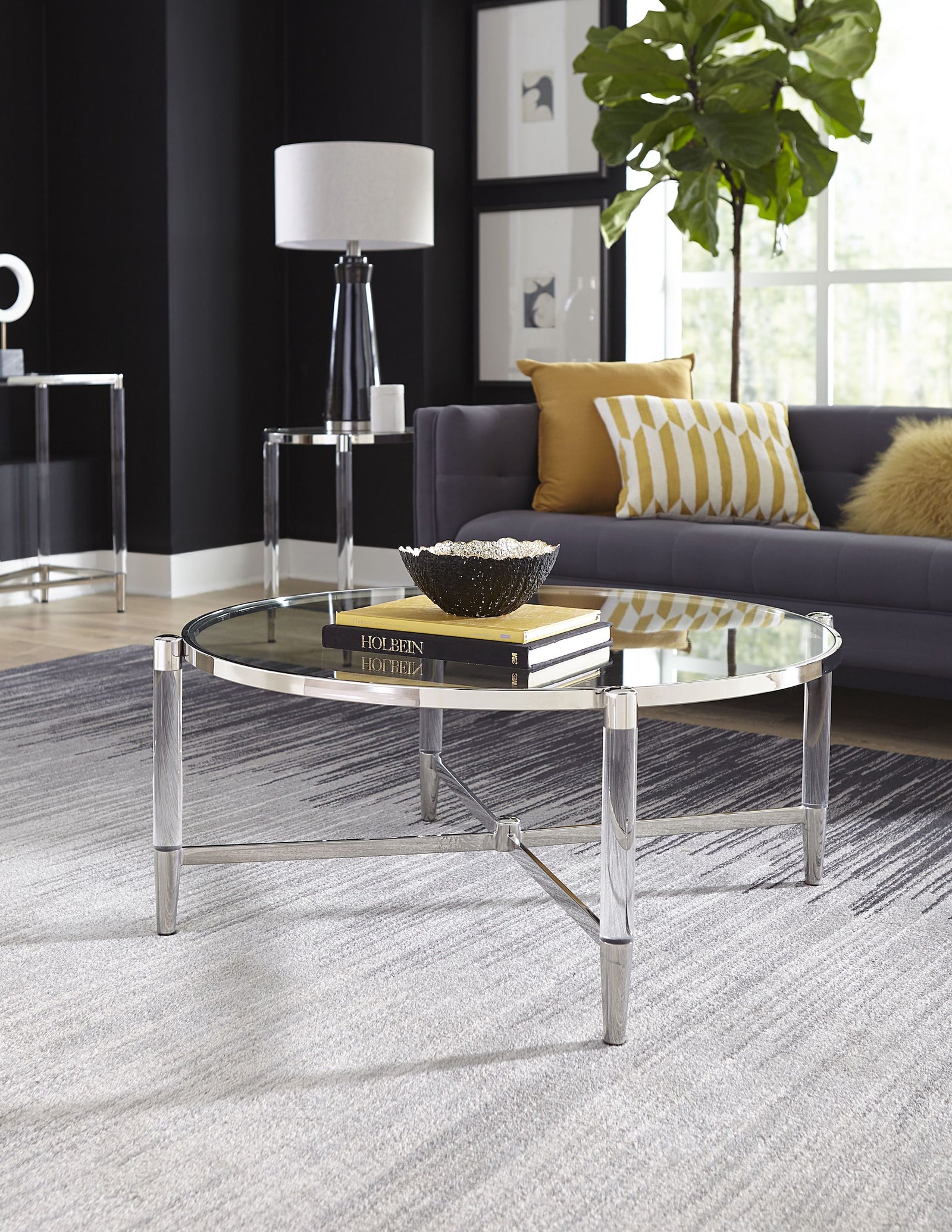 Marilyn Glass, Acrylic and Polished Stainless Steel Coffee Table