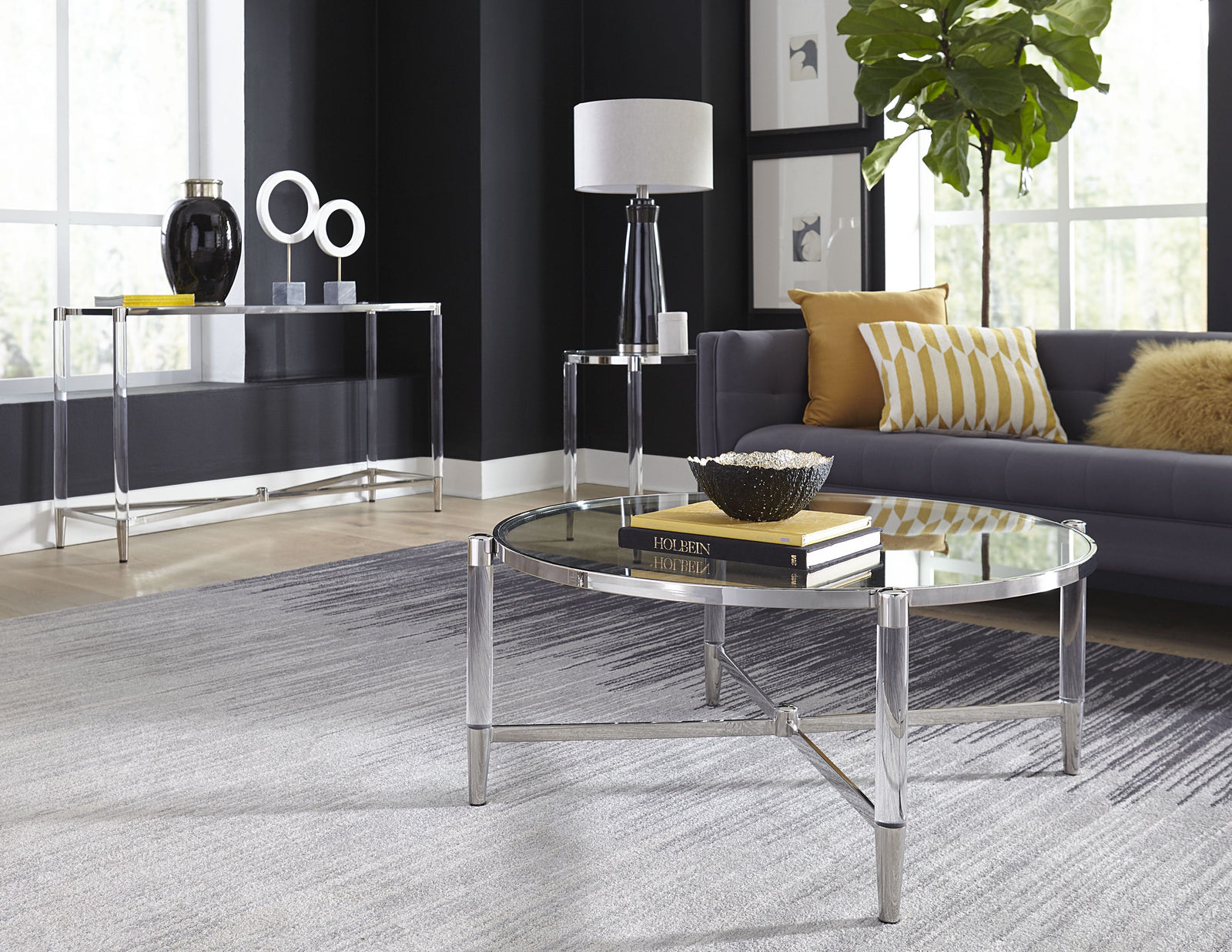 Marilyn Glass, Acrylic and Polished Stainless Steel Coffee Table — 5