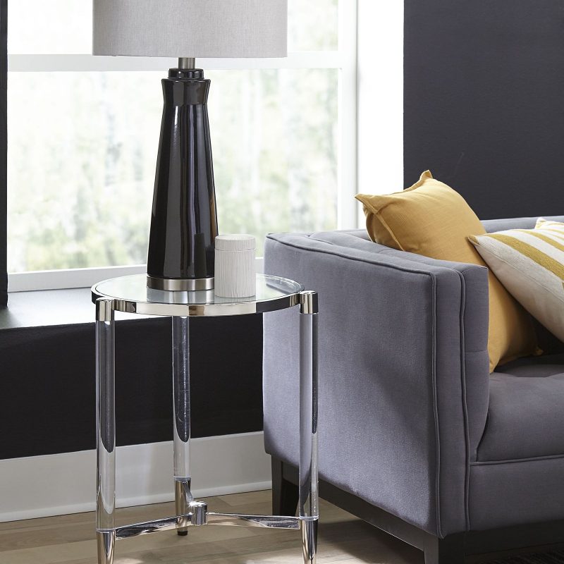 Marilyn Glass, Acrylic and Polished Stainless Steel End Table