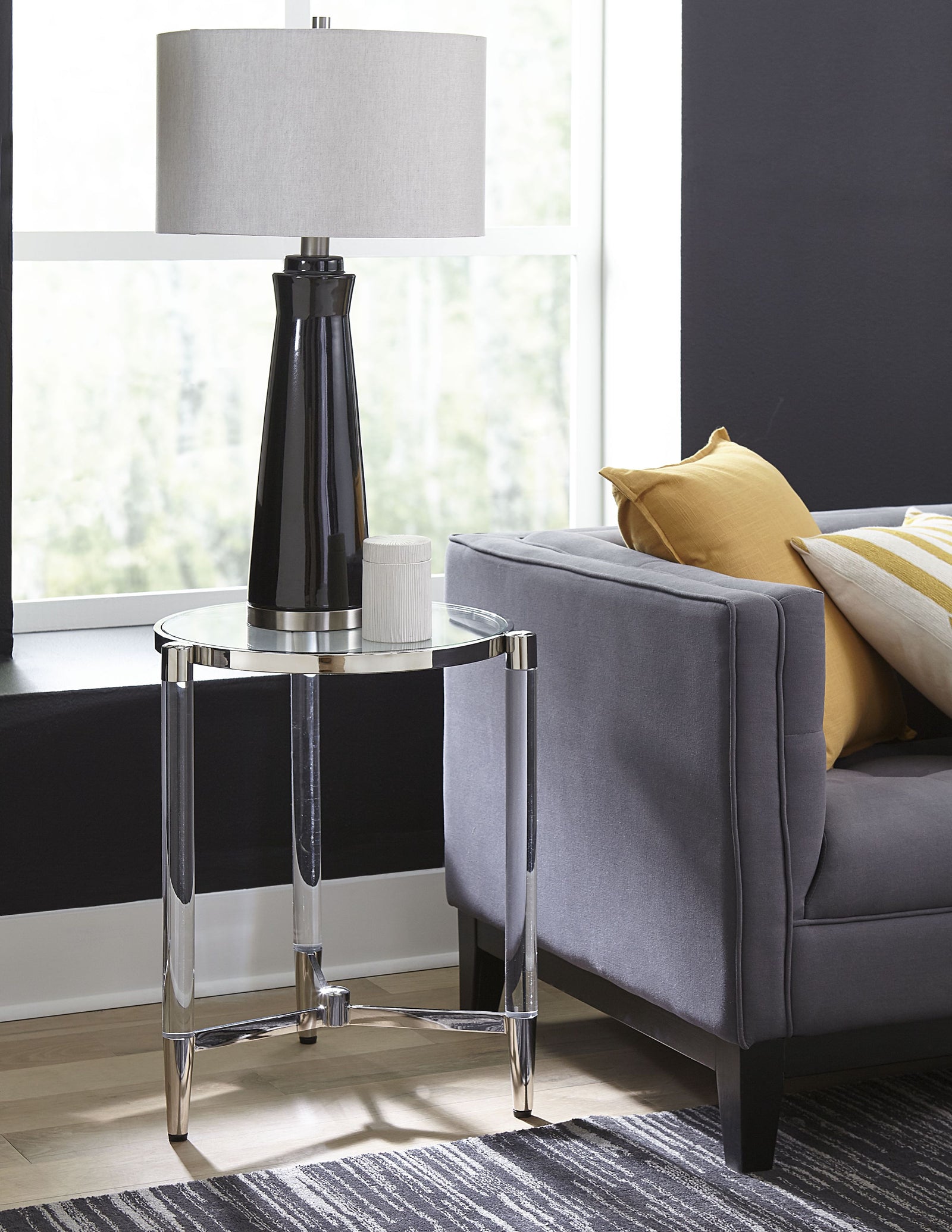 Marilyn Glass, Acrylic and Polished Stainless Steel End Table
