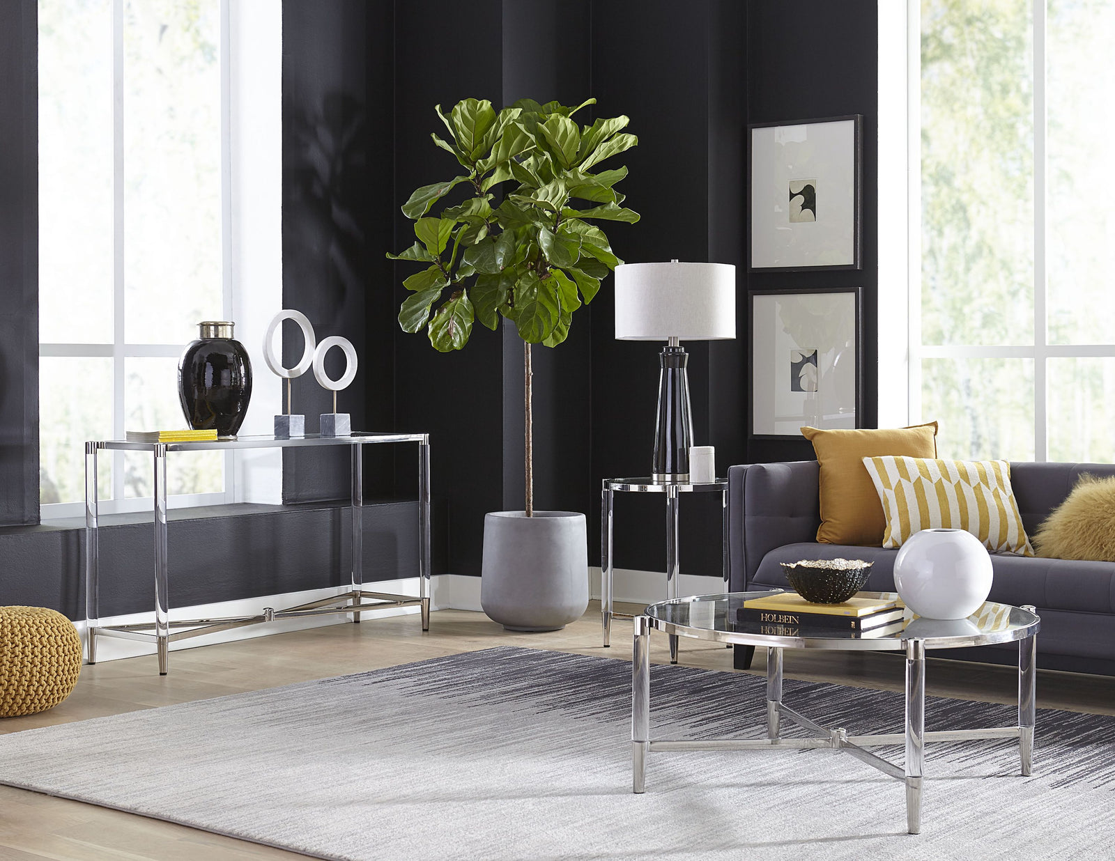 Marilyn Glass, Acrylic and Polished Stainless Steel End Table — 5