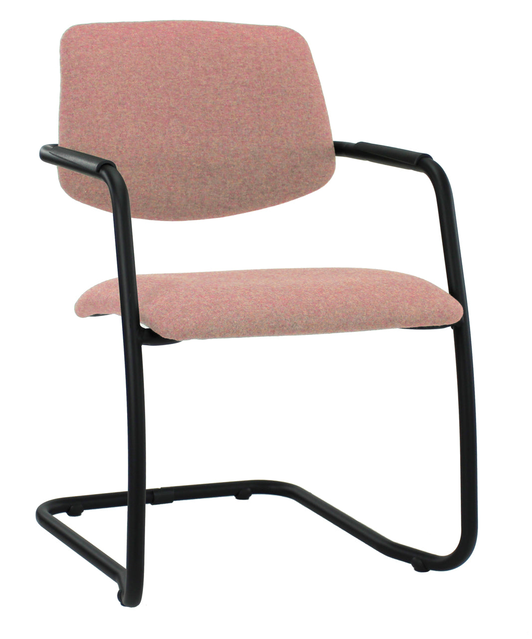 Workliving X5 Conference Chair, Sled Frame, Wool Felt Fenice 152 Soft Pink, Black Frame — 4
