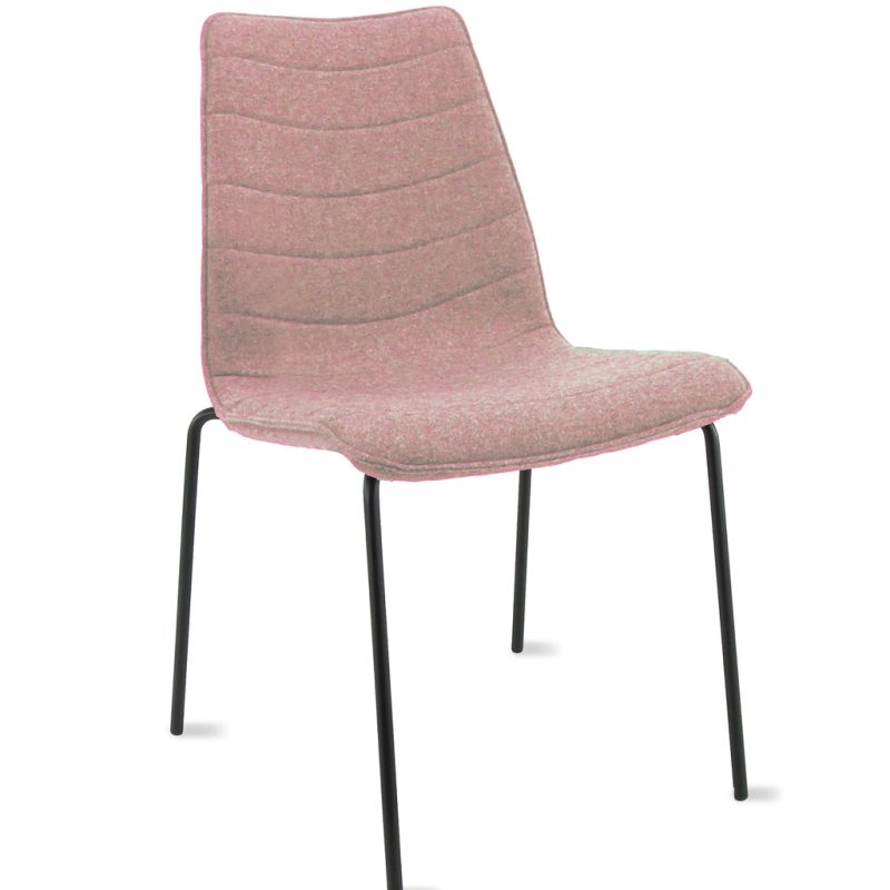 Workliving Verona Dining / Conference Chair, Wool Felt Fenice 152 Soft Pink, Black Frame