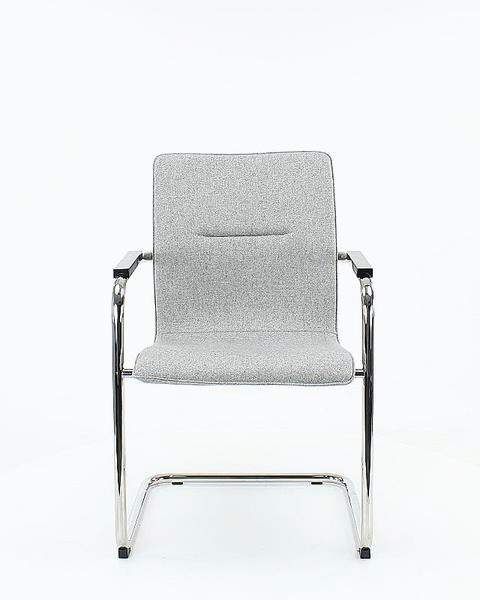 Workliving X6 Conference Chair, Sled Frame, Wool Felt Fenice 152 Soft Pink, Black Frame — 2