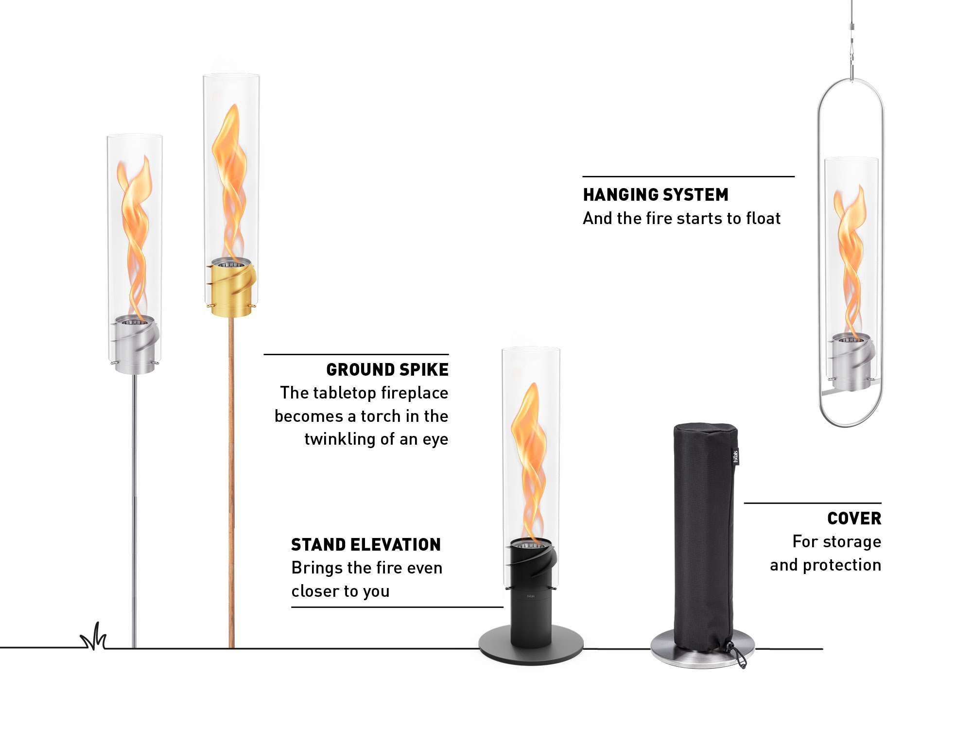 Spin Lantern Ground Spike for Both Sizes, 3-piece, Silver — 4