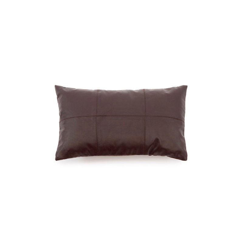 The Six Panel Leather Cushion Cover, Choco, 30x50