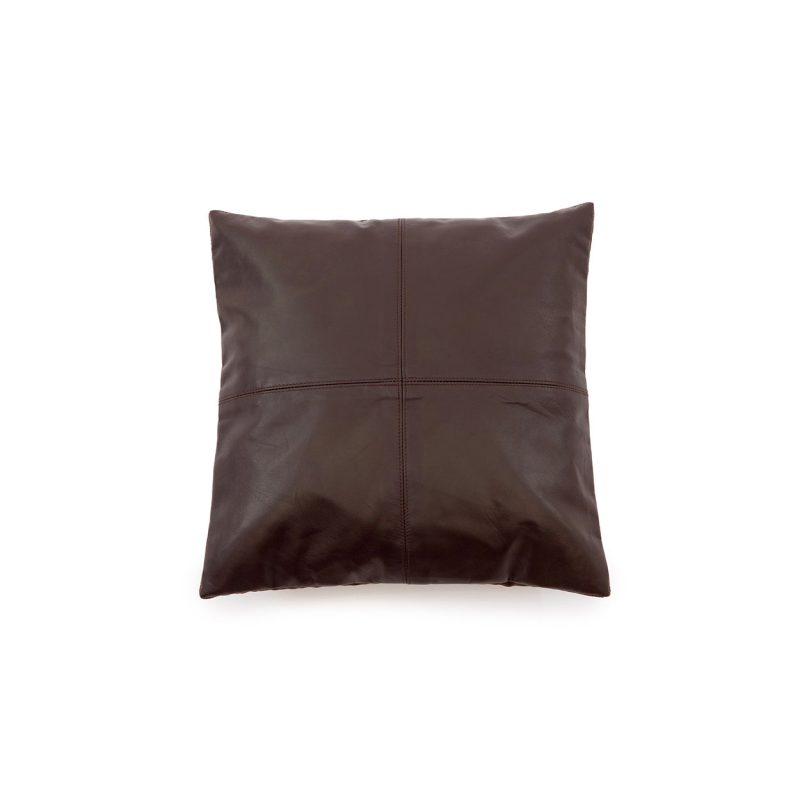 The Four Panel Leather Cushion Cover, Choco, 40x40
