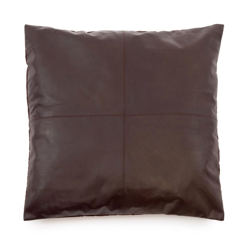 The Four Panel Leather Cushion Cover, Choco, 60x60