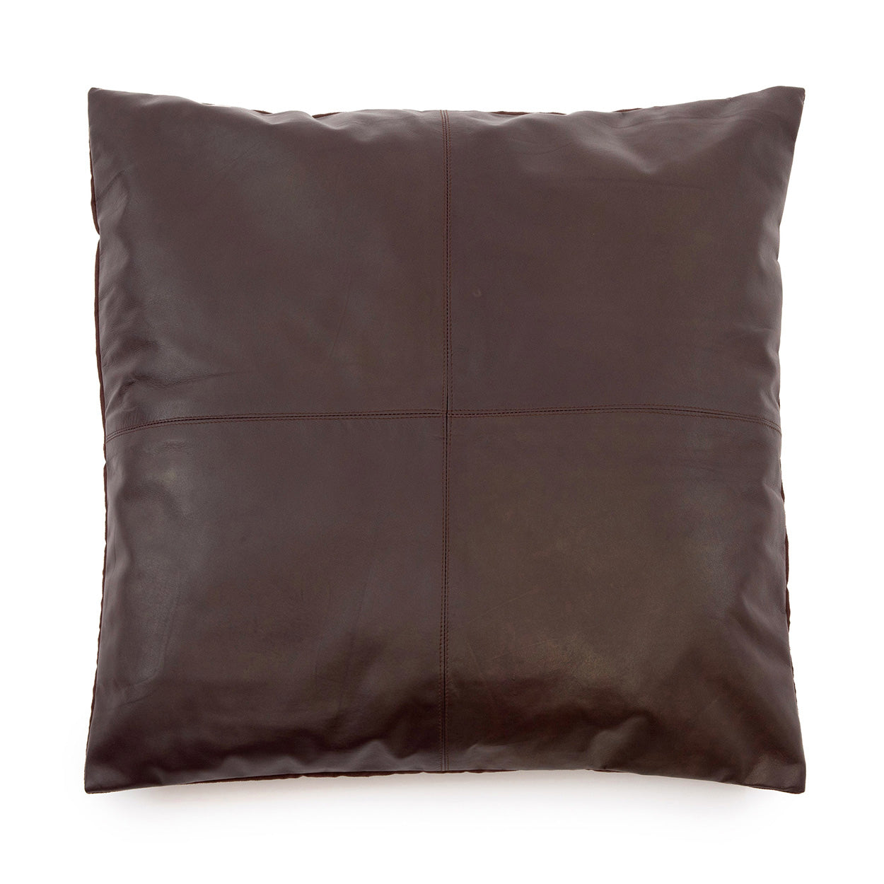 The Four Panel Leather Cushion Cover, Choco, 60x60