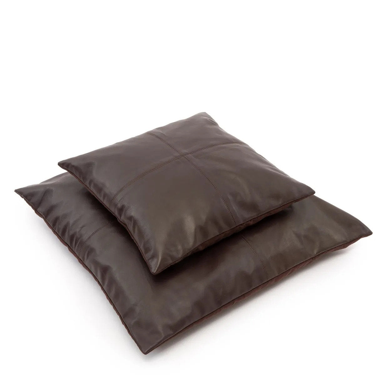 The Four Panel Leather Cushion Cover, Choco, 60x60 — 5