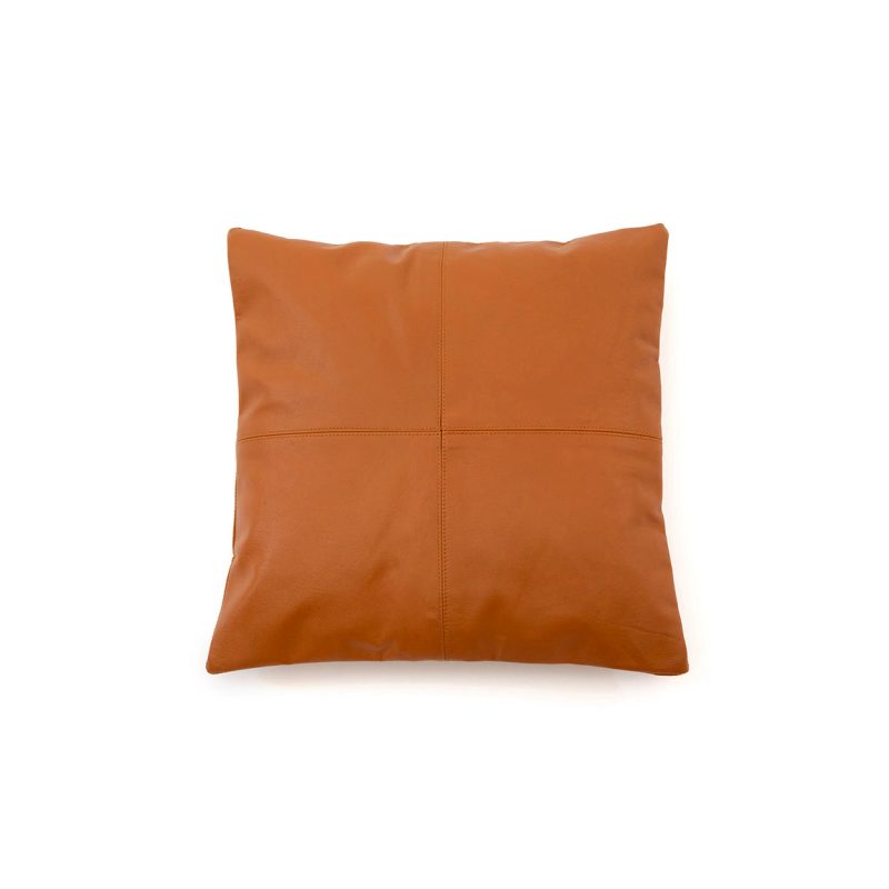 The Four Panel Leather Cushion Cover, Camel, 40x40