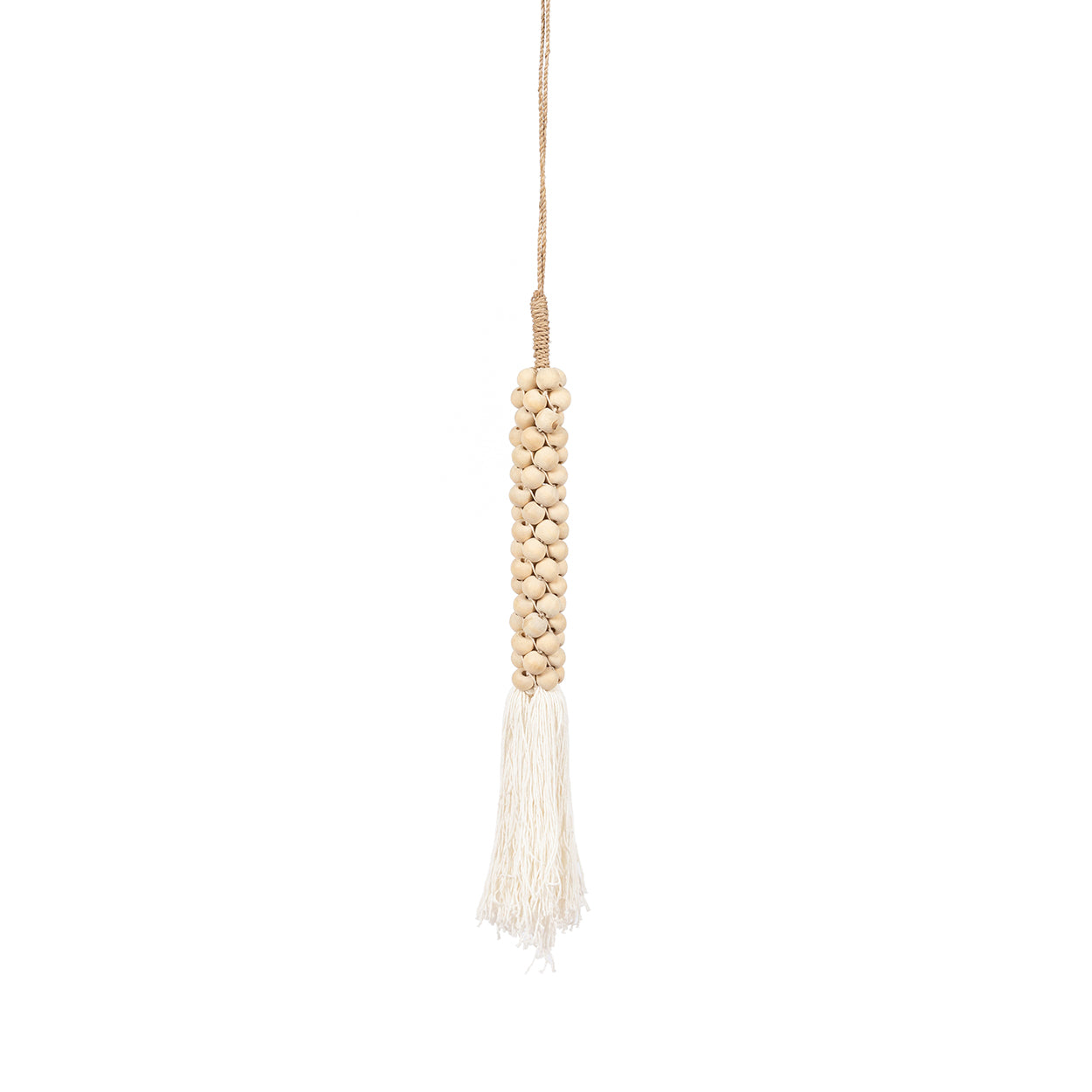 The Wooden Beads with Cotton Tassel, Natural White