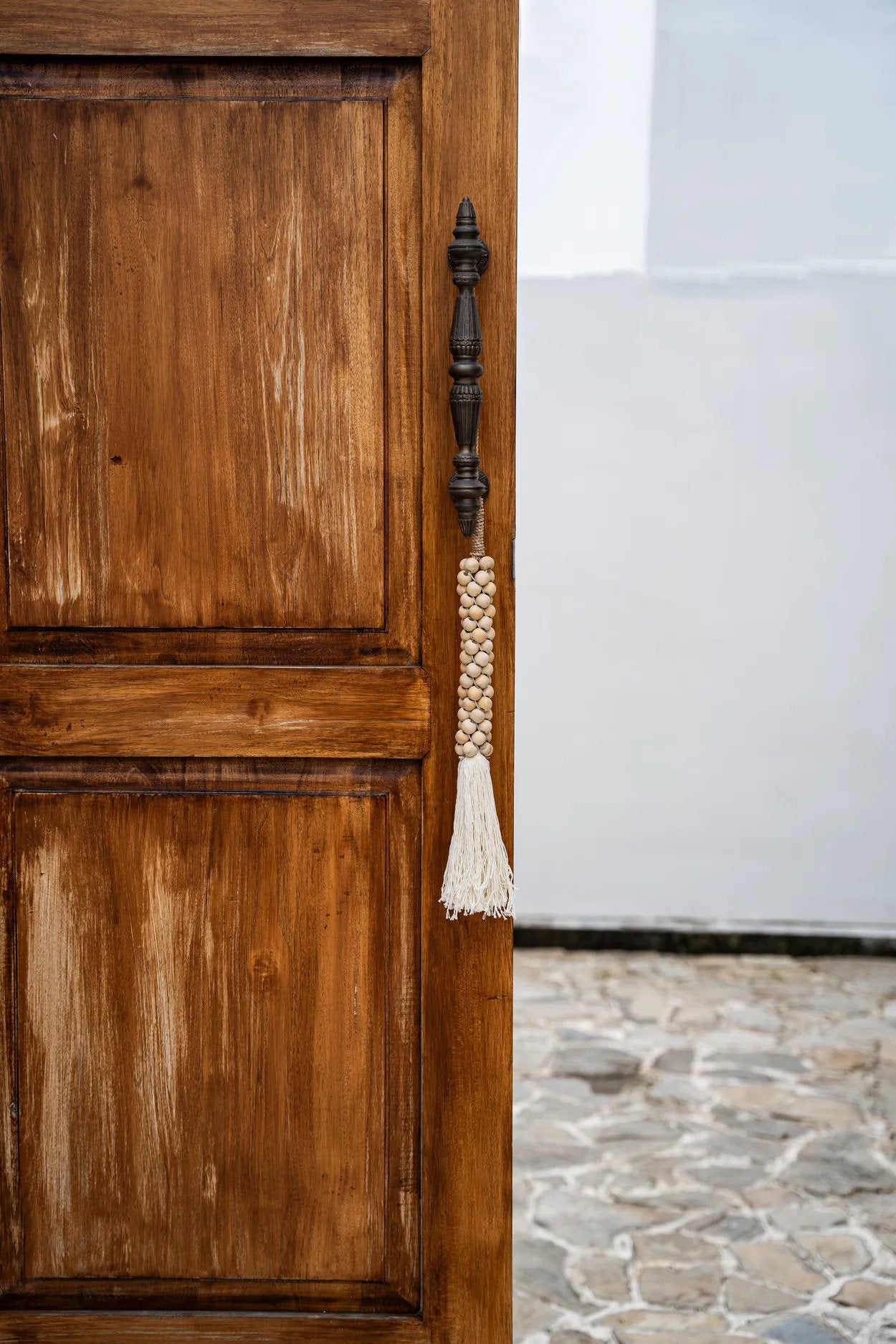 The Wooden Beads with Cotton Tassel, Natural White — 3