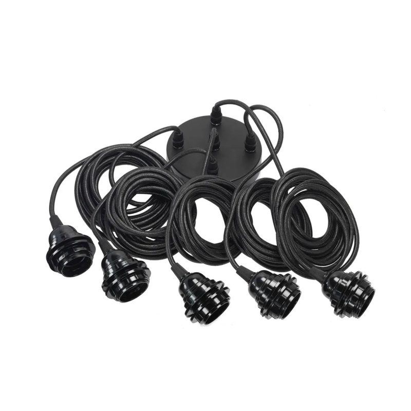 Fitting Lamps Ceiling, Black, 5 Fittings
