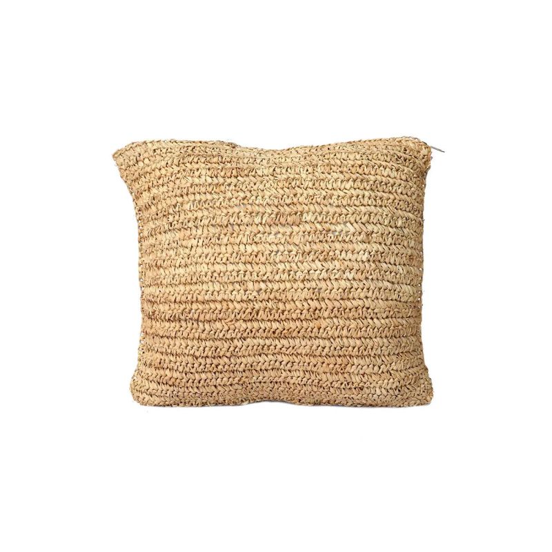 The Raffia Flores Cushion Cover Square, Natural, 40x40