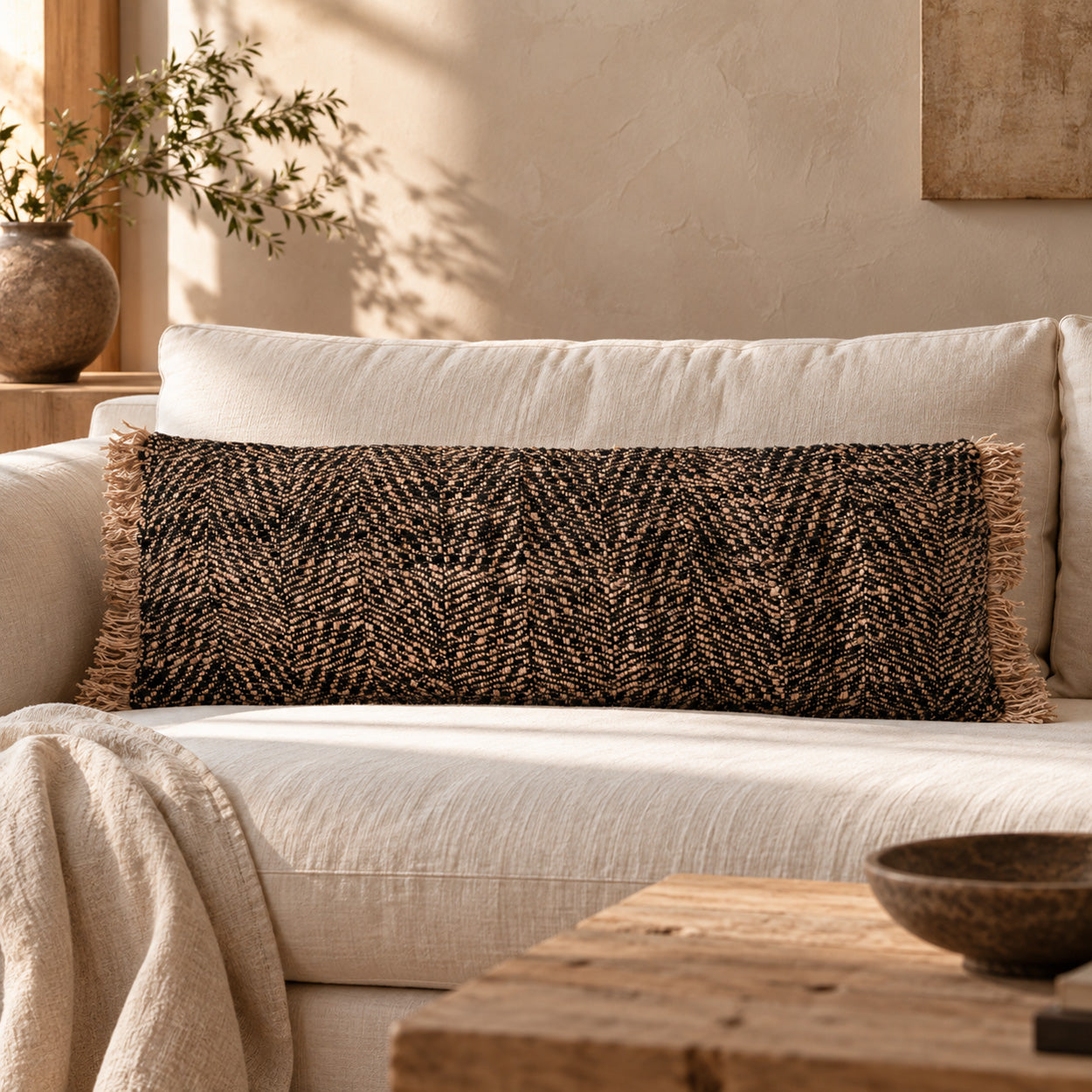 The Oh My Gee Cushion Cover, Black Copper, 35x100 — 2